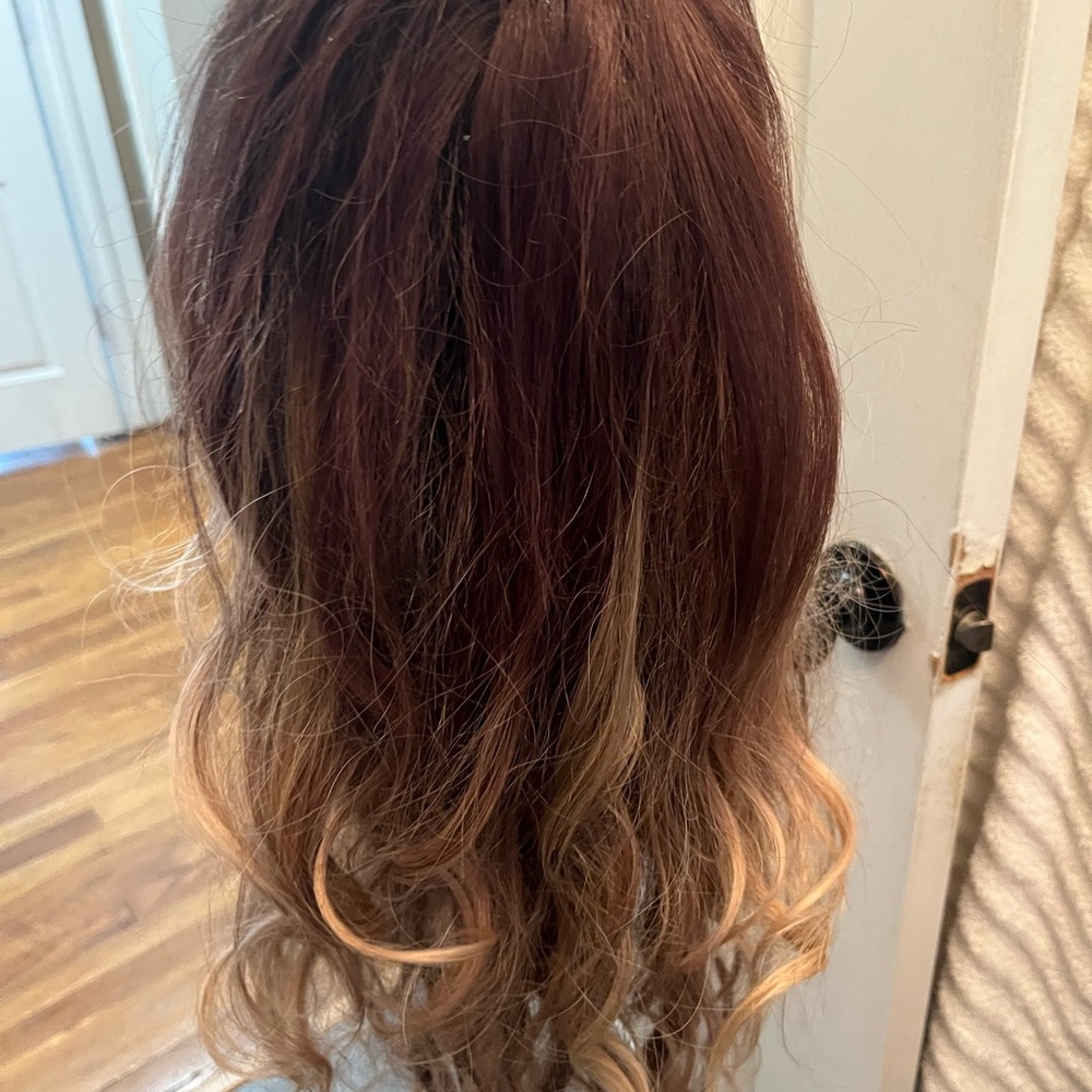 New lace attached Aisi Ombre Brown and Blonde Hair wig wavy